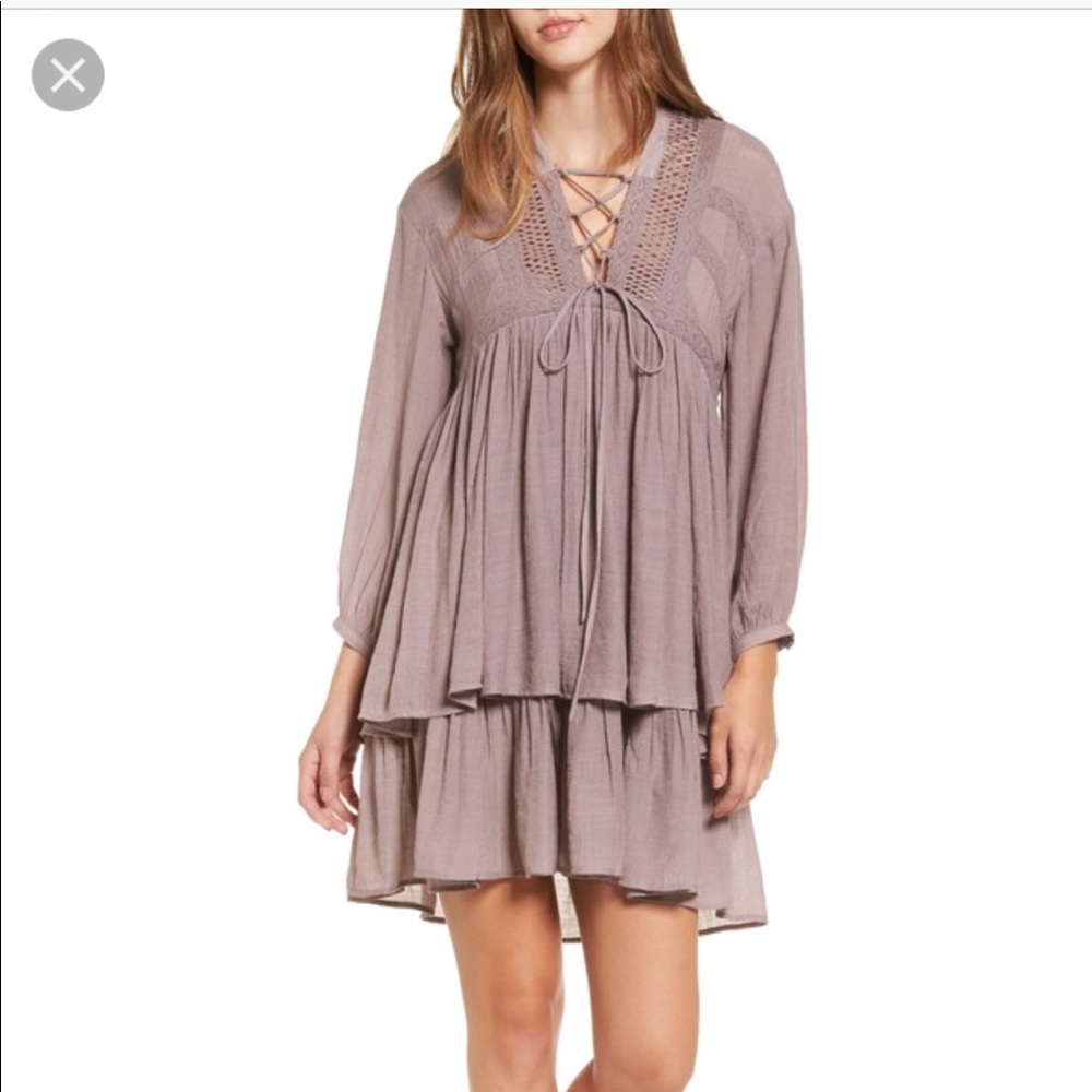 Sun & Shadow lace-up peasant dress